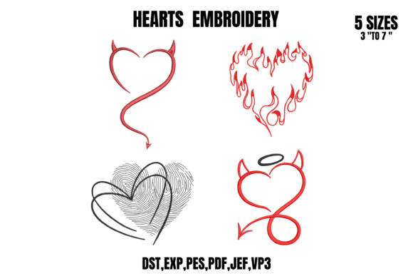 Download Heart Embroidery 4-Design Bundle Art - Heart embroidery Collection
