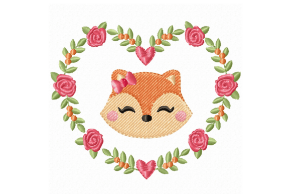 Download Fox Floral Heart Embroidery Design File - Heart embroidery Collection