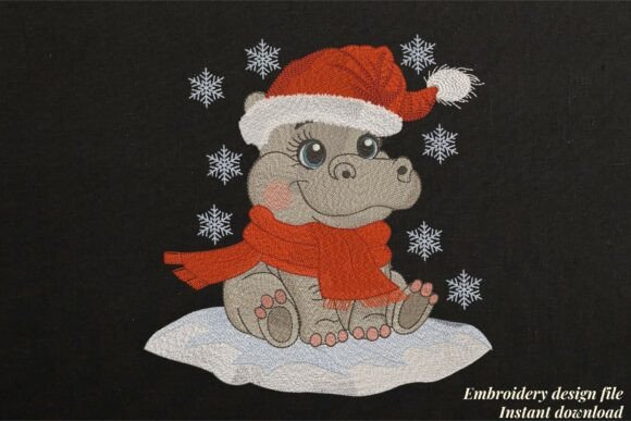 Download Baby Hippo in Santa Hat Black - Premium Bundle