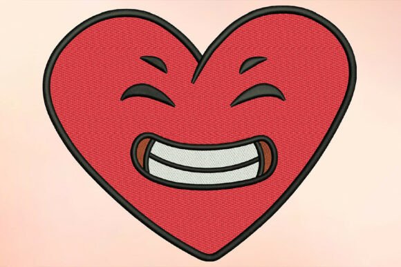 Download Grinning Heart Embroidery Design - Heart embroidery Collection