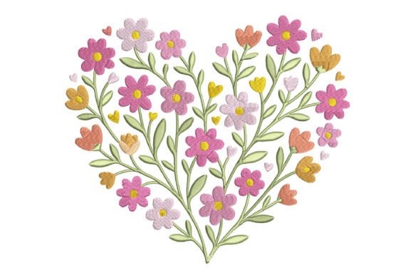 Download Floral Heart Embroidery Design - Heart embroidery Collection