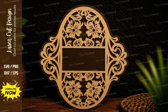 Download Ornate Oval Floral Name Frame Laser Cut - Floral name Collection