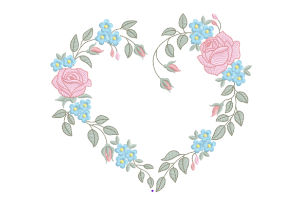 Download Floral Heart Embroidery Design with Rose - Heart embroidery Collection
