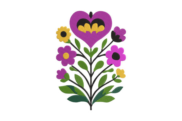 Download Colorful Floral Heart Embroidery - Heart embroidery Collection
